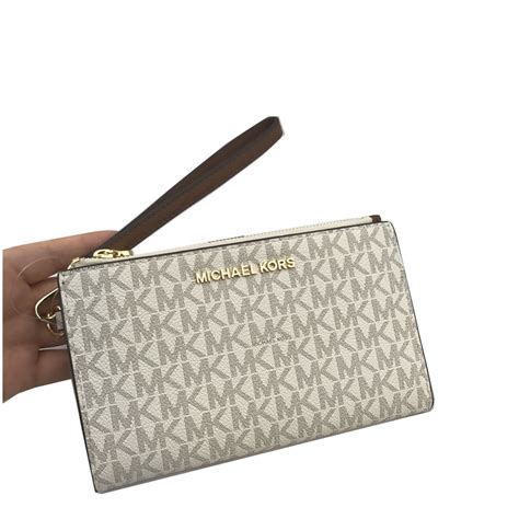 michael kors jet set double zip wristlet wallet|michael kors wallet double zip.